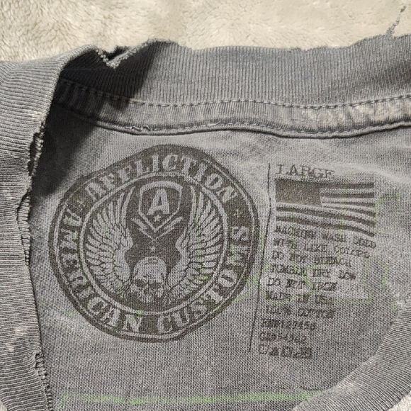 Affliction American Customs Motor Club ACMC Devil on Wheels Gray Men's SZ L - Picture 2 of 10